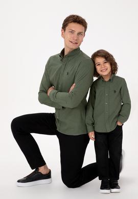 Erkek Haki Uzun Kollu Basic Gömlek - 50316721042