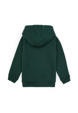 Erkek Çocuk Koyu Yeşil Basic Kapüşonlu Şardonlu Sweatshirt - 50313808085