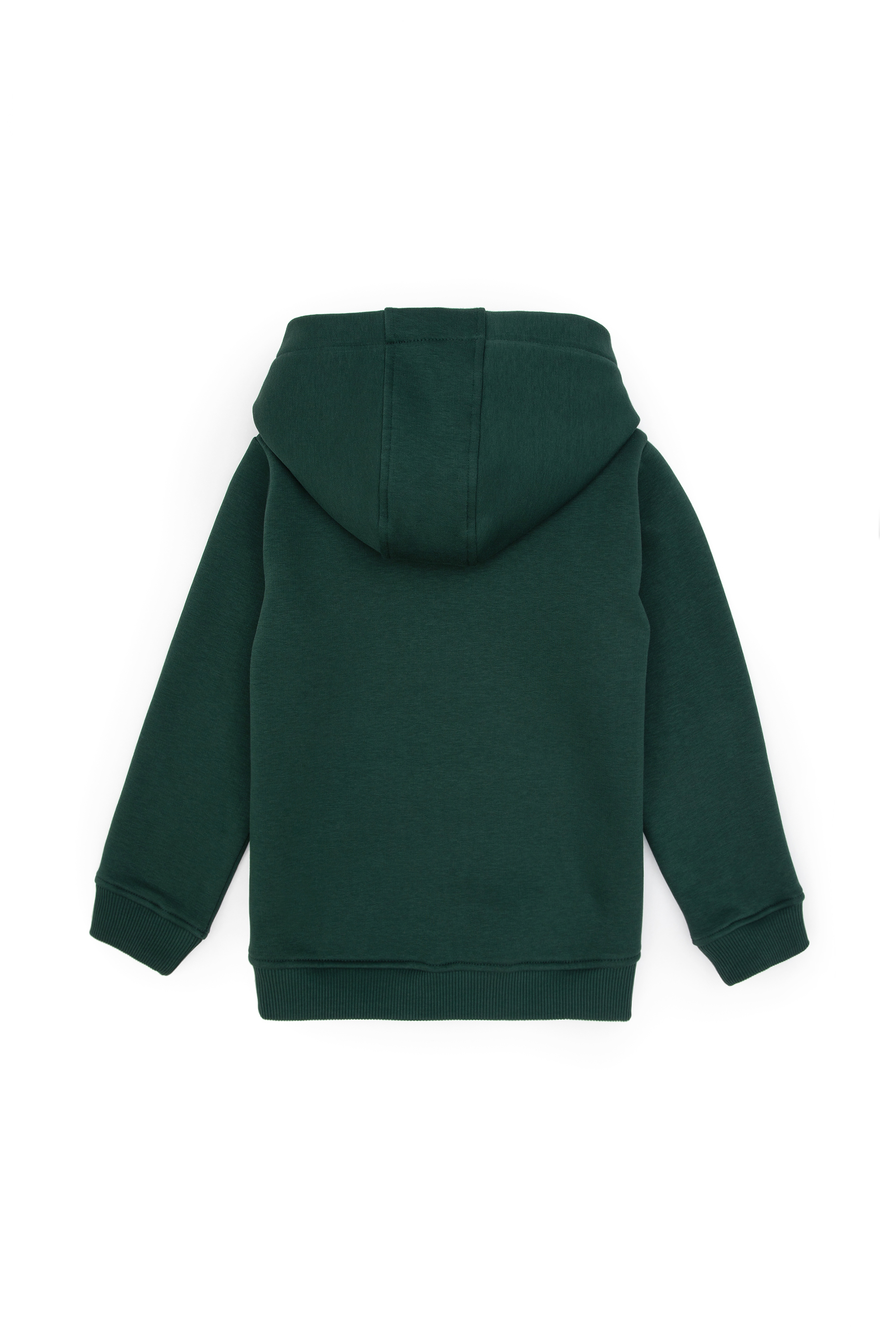 Erkek Çocuk Koyu Yeşil Basic Kapüşonlu Şardonlu Sweatshirt - Image 6
