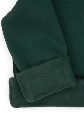 Erkek Çocuk Koyu Yeşil Basic Kapüşonlu Şardonlu Sweatshirt - 50313808085