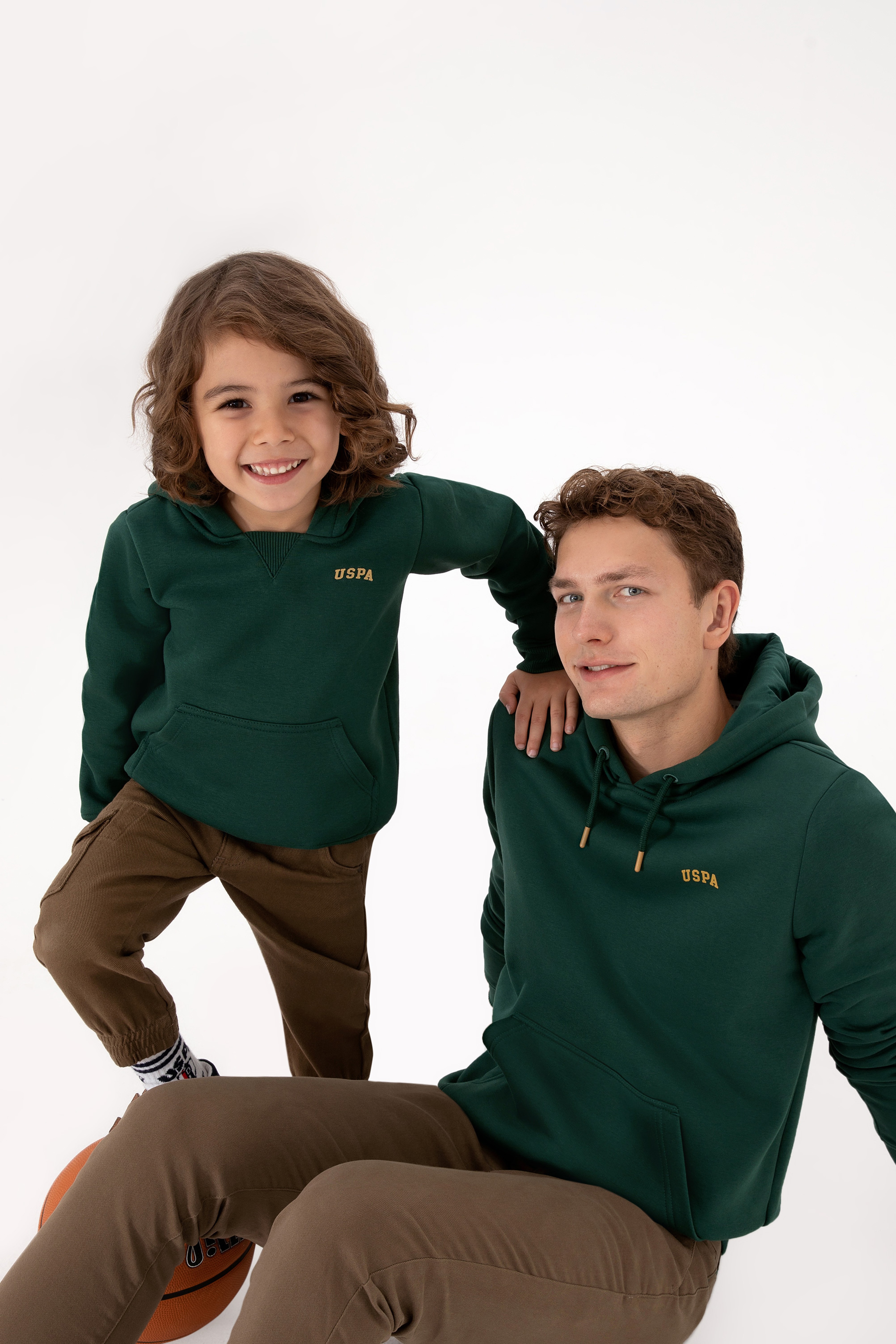 Erkek Regular Fit Kapüşonlu Şardonlu Koyu Yeşil Basic Sweatshirt - Image 3