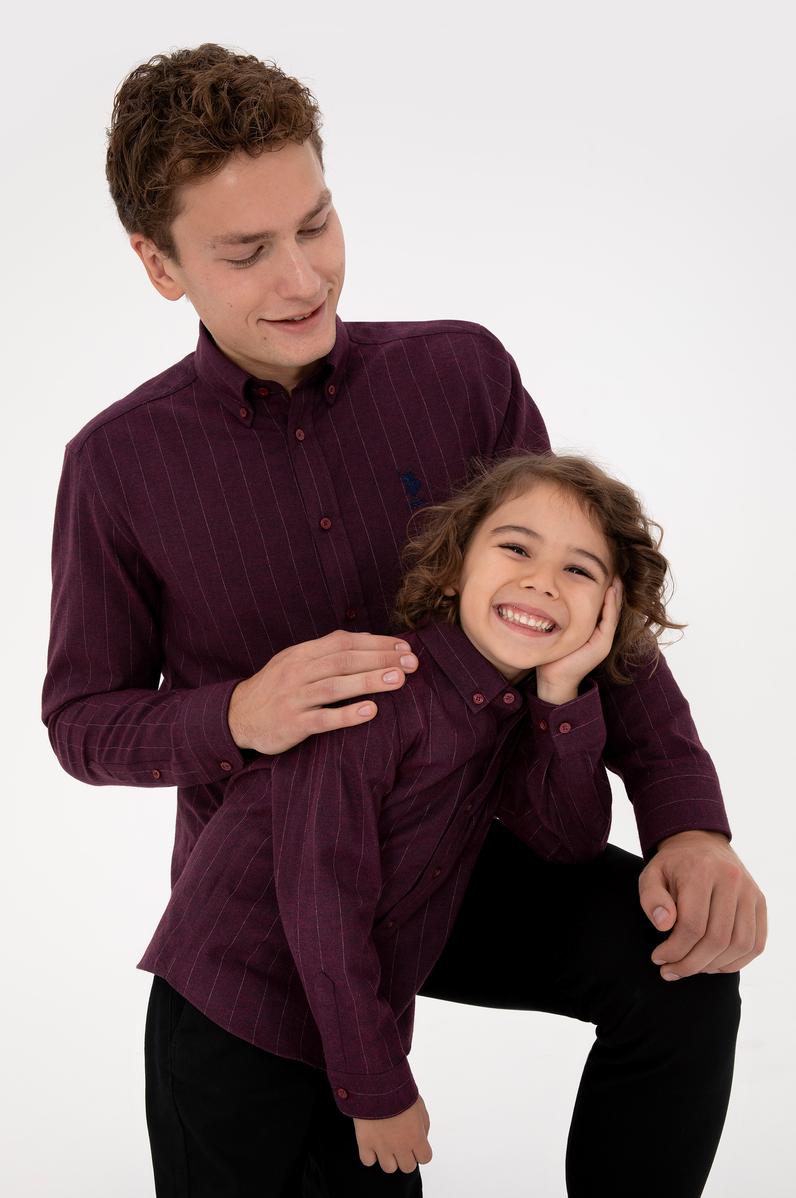 Erkek Bordo Uzun Kollu Gömlek