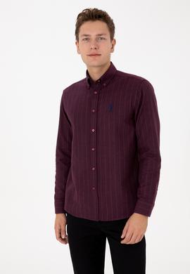 Erkek Bordo Uzun Kollu Gömlek - 50316559007