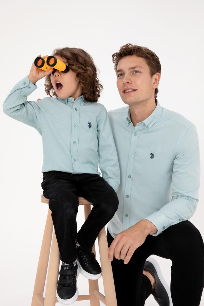 Erkek Mint Uzun Kollu Basic Gömlek