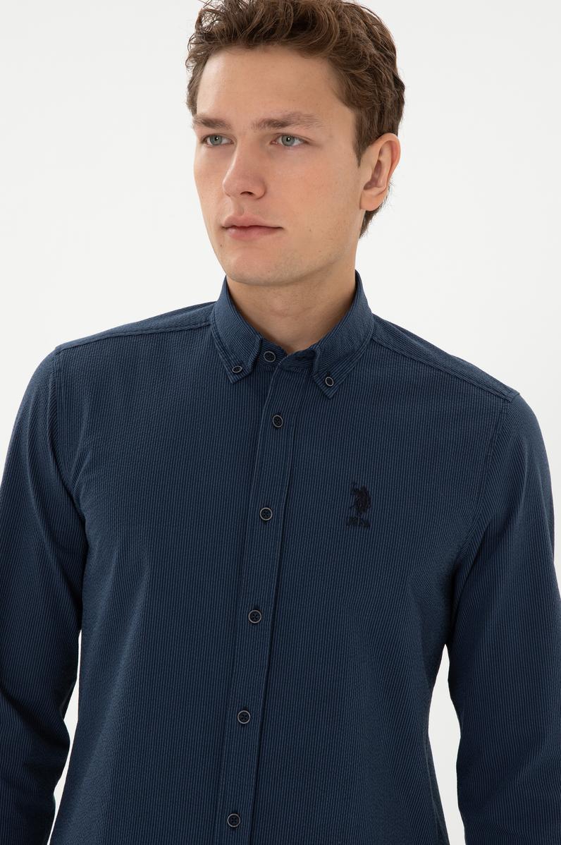 Erkek Lacivert Uzun Kollu Gömlek