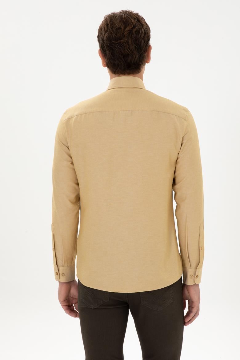 Erkek Hardal Uzun Kollu Basic Gömlek - 50316723108