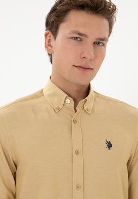 Erkek Hardal Uzun Kollu Basic Gömlek - 50316723108