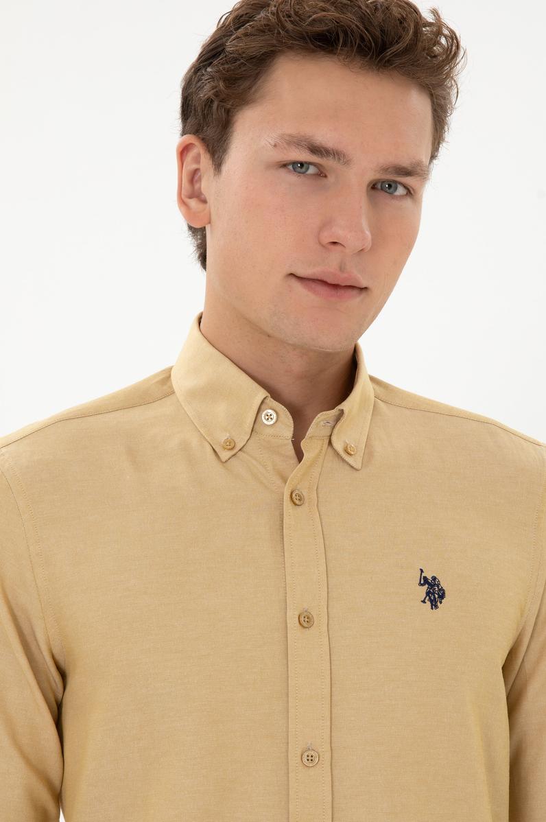 Erkek Hardal Uzun Kollu Basic Gömlek