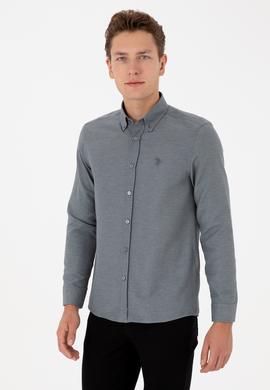 Erkek Antrasit Uzun Kollu Basic Gömlek - 50316723036