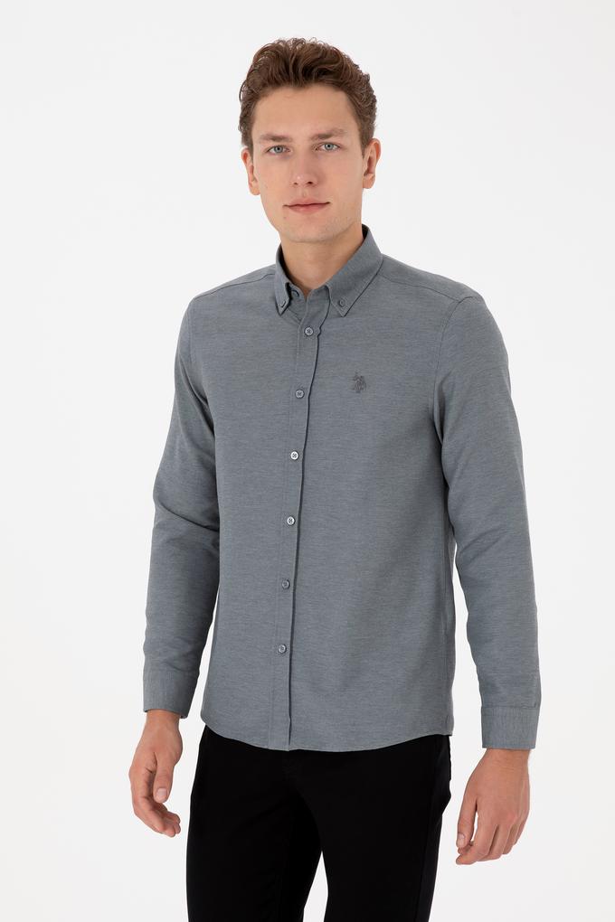 Erkek Antrasit Uzun Kollu Basic Gömlek