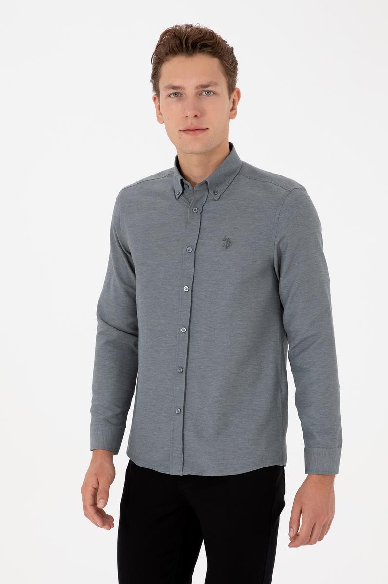 Erkek Antrasit Uzun Kollu Basic Gömlek