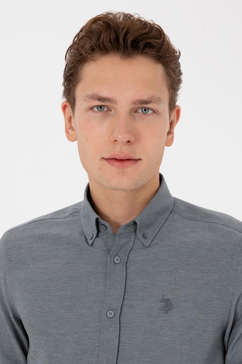 Erkek Antrasit Uzun Kollu Basic Gömlek