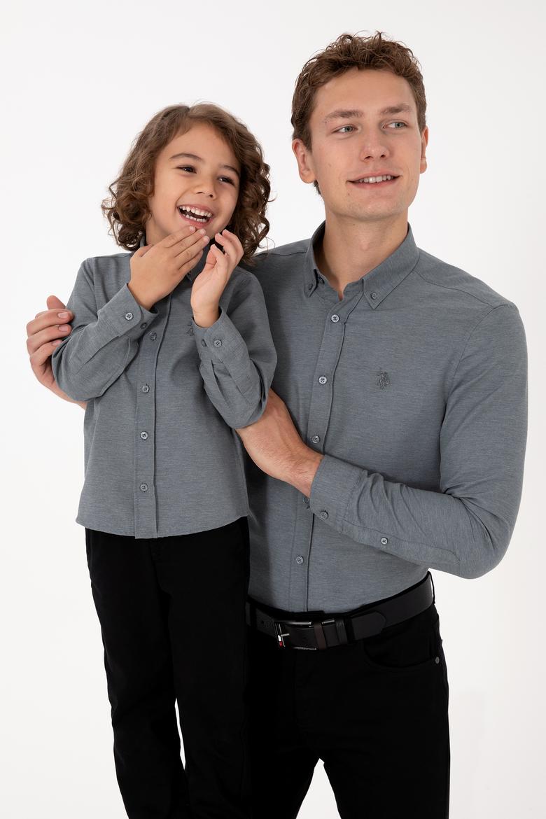 Erkek Antrasit Uzun Kollu Basic Gömlek - 50316723036