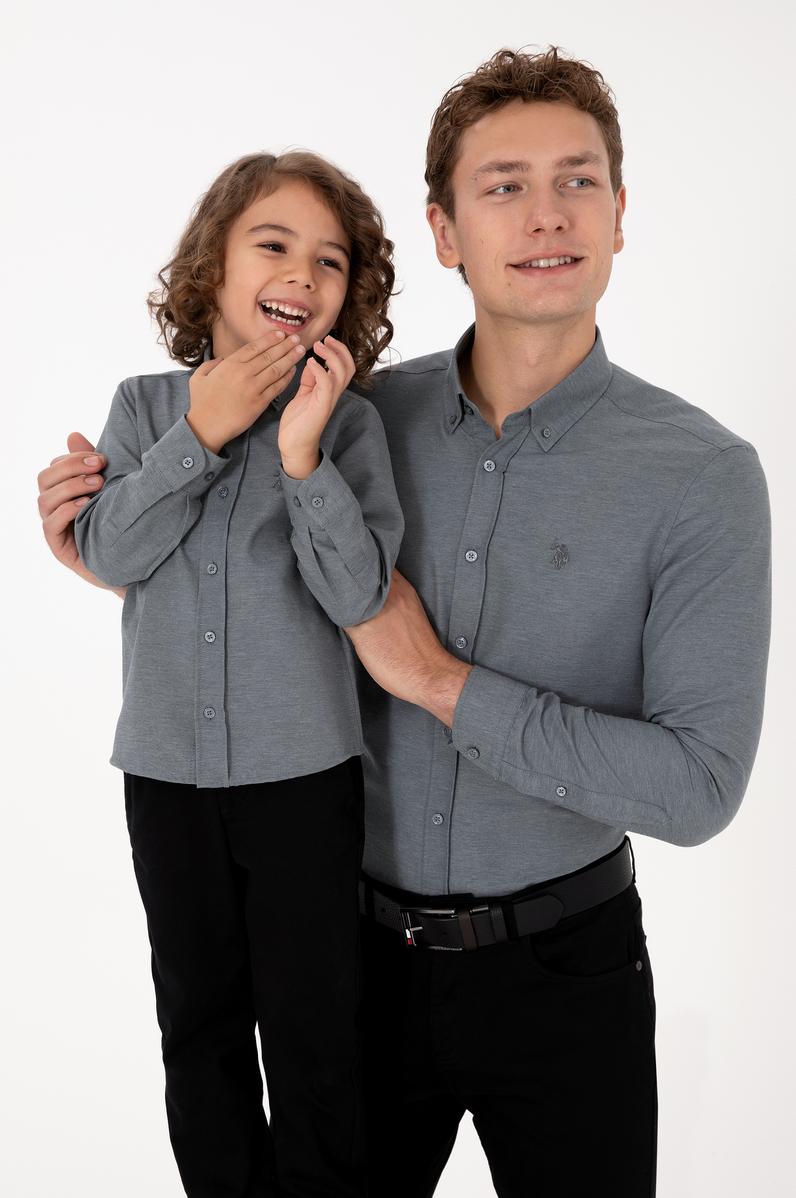 Erkek Antrasit Uzun Kollu Basic Gömlek