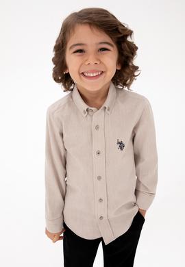 Erkek Çocuk Bej Uzun Kollu Basic Gömlek - 50316769064