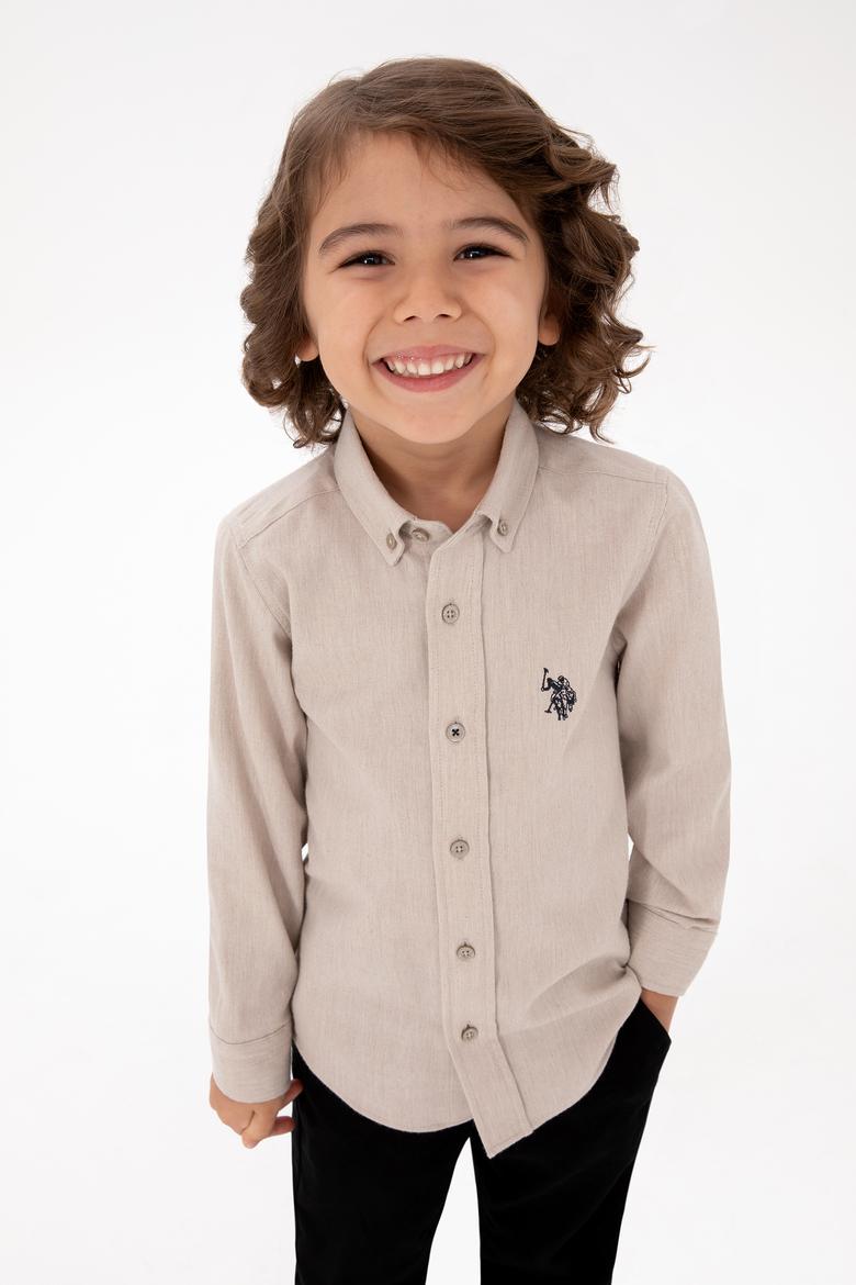 Erkek Çocuk Bej Uzun Kollu Basic Gömlek - 50316769064