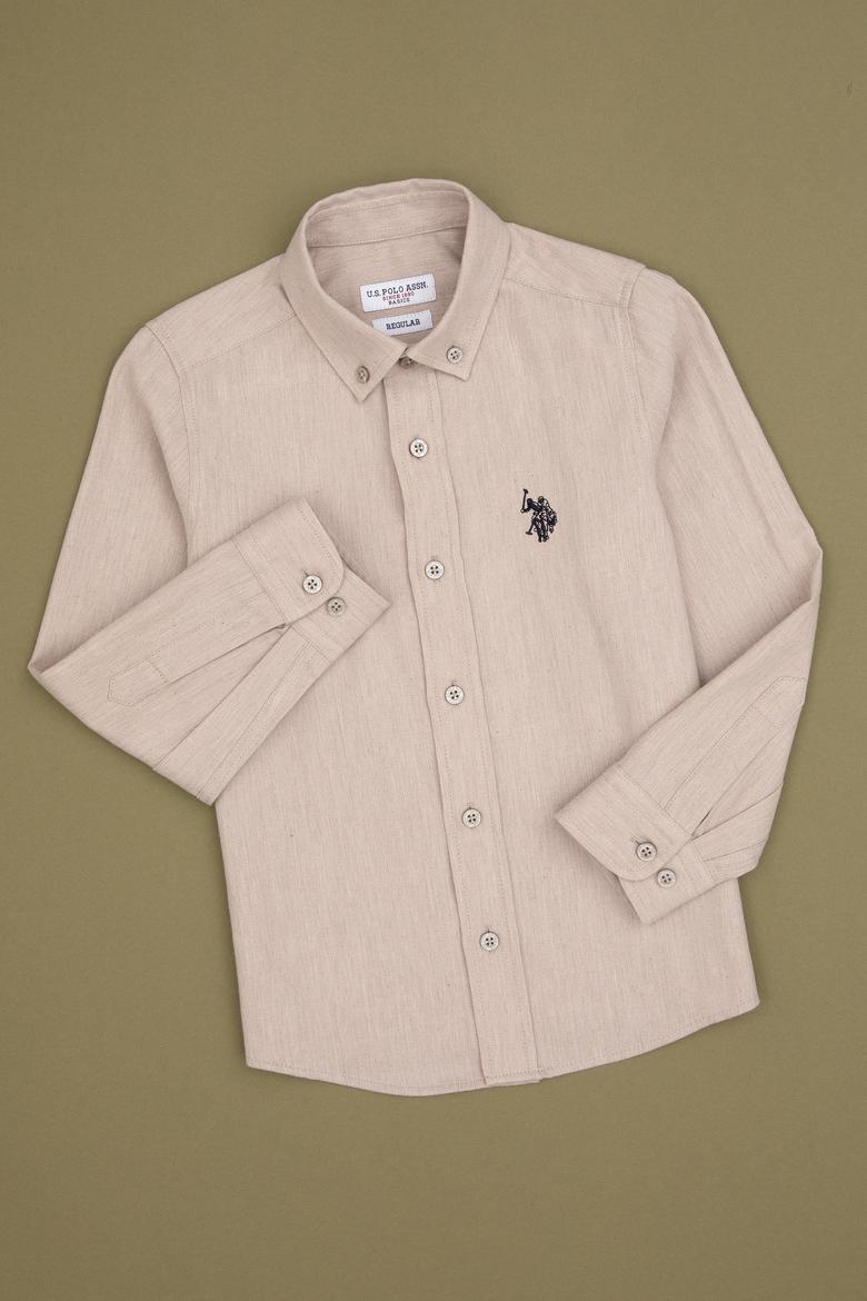 Erkek Çocuk Bej Uzun Kollu Basic Gömlek - 50316769064