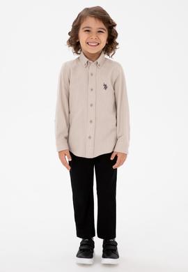 Erkek Çocuk Bej Uzun Kollu Basic Gömlek - 50316769064