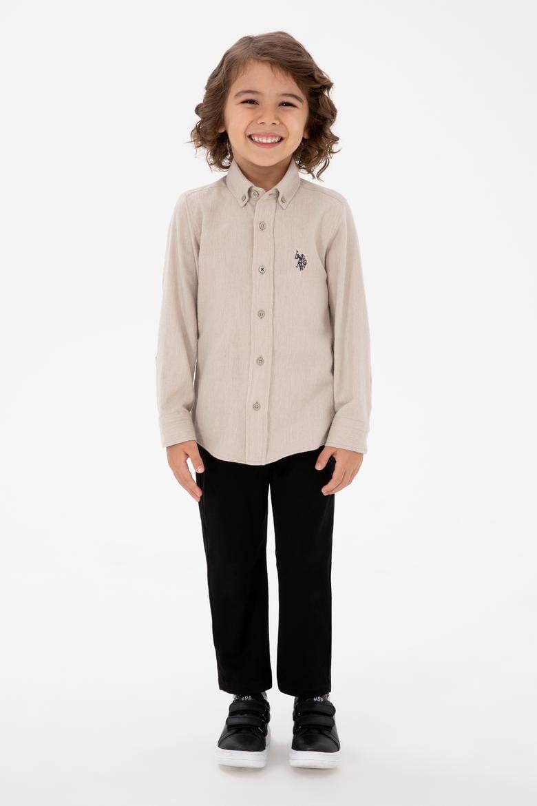 Erkek Çocuk Bej Uzun Kollu Basic Gömlek - 50316769064