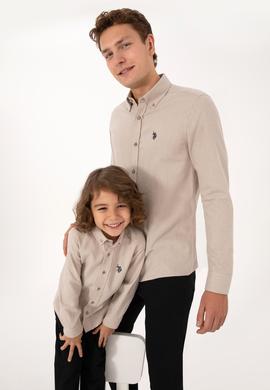 Erkek Çocuk Bej Uzun Kollu Basic Gömlek - 50316769064