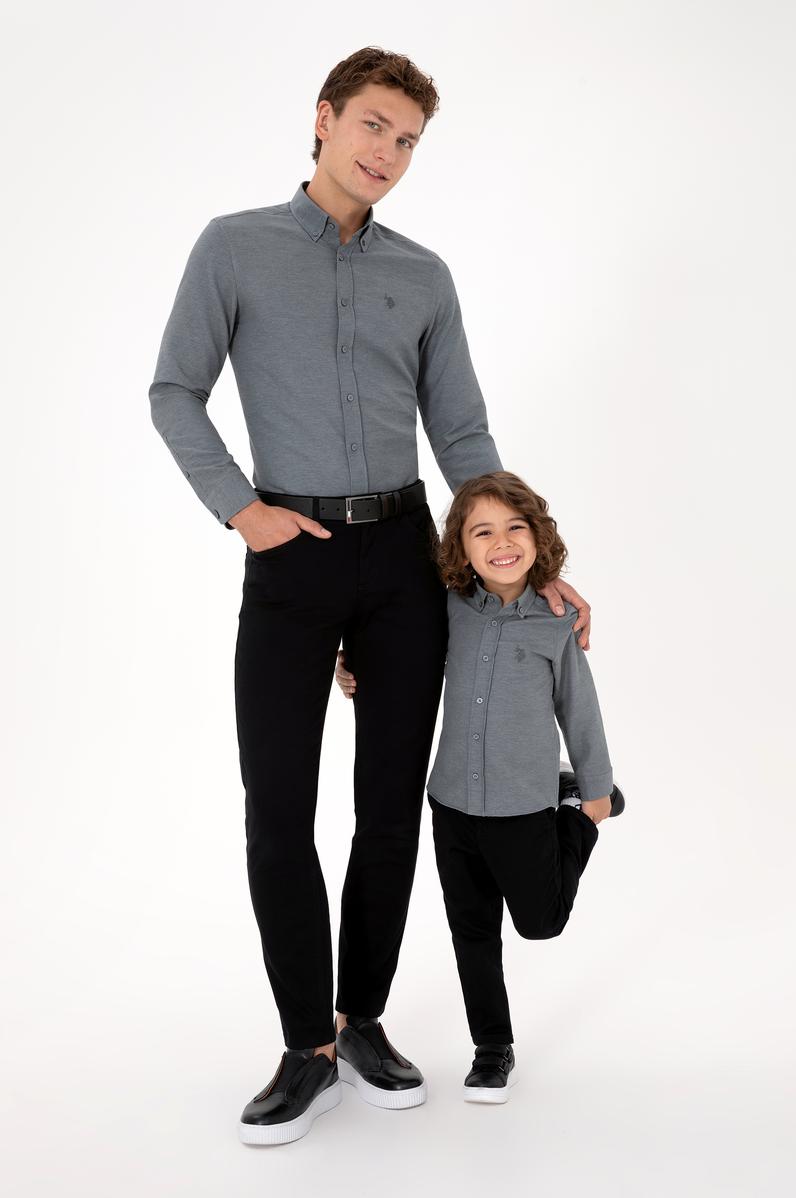 Erkek Çocuk Antrasit Uzun Kollu Basic Gömlek