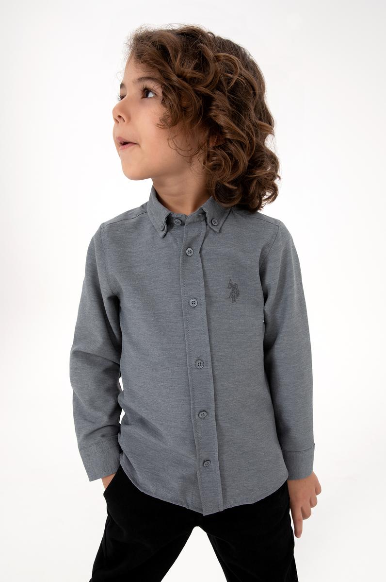 Erkek Çocuk Antrasit Uzun Kollu Basic Gömlek