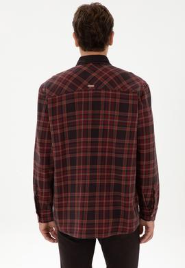 Erkek Bordo Jean Gömlek - 50308340027