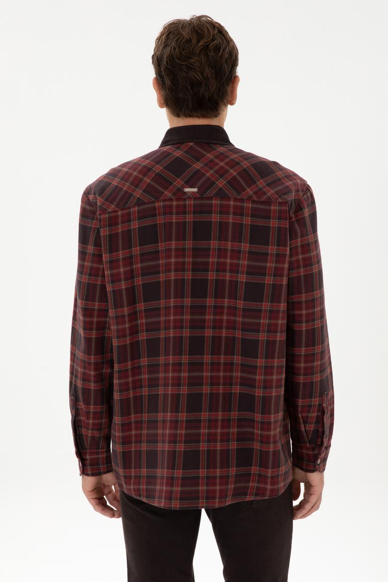 Erkek Bordo Jean Gömlek - 50308340027