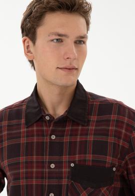 Erkek Bordo Jean Gömlek - 50308340027