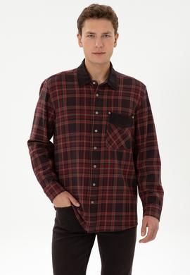 Erkek Bordo Jean Gömlek - 50308340027