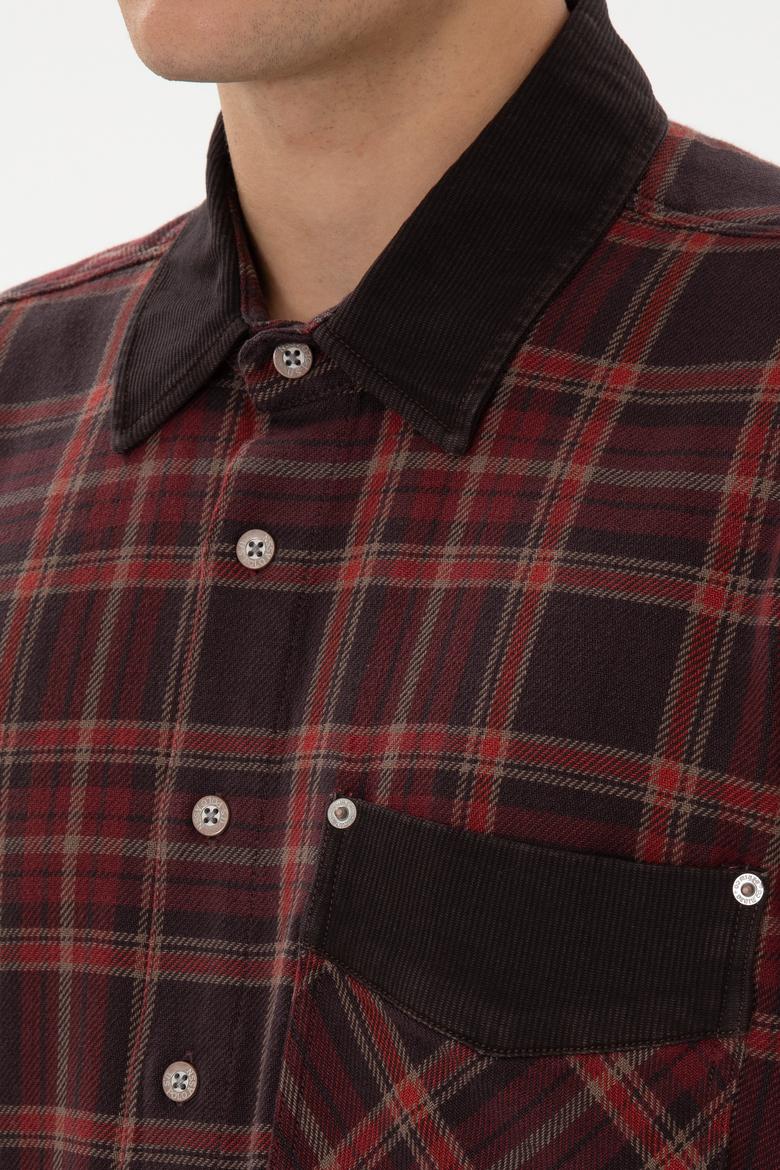 Erkek Bordo Jean Gömlek - 50308340027