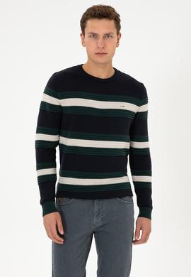 Erkek Regular Fit Bisiklet Yaka Lacivert Kazak - 50308263008