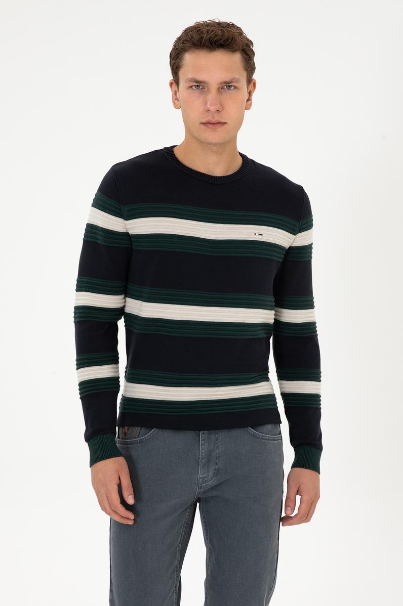 Erkek Regular Fit Bisiklet Yaka Lacivert Kazak