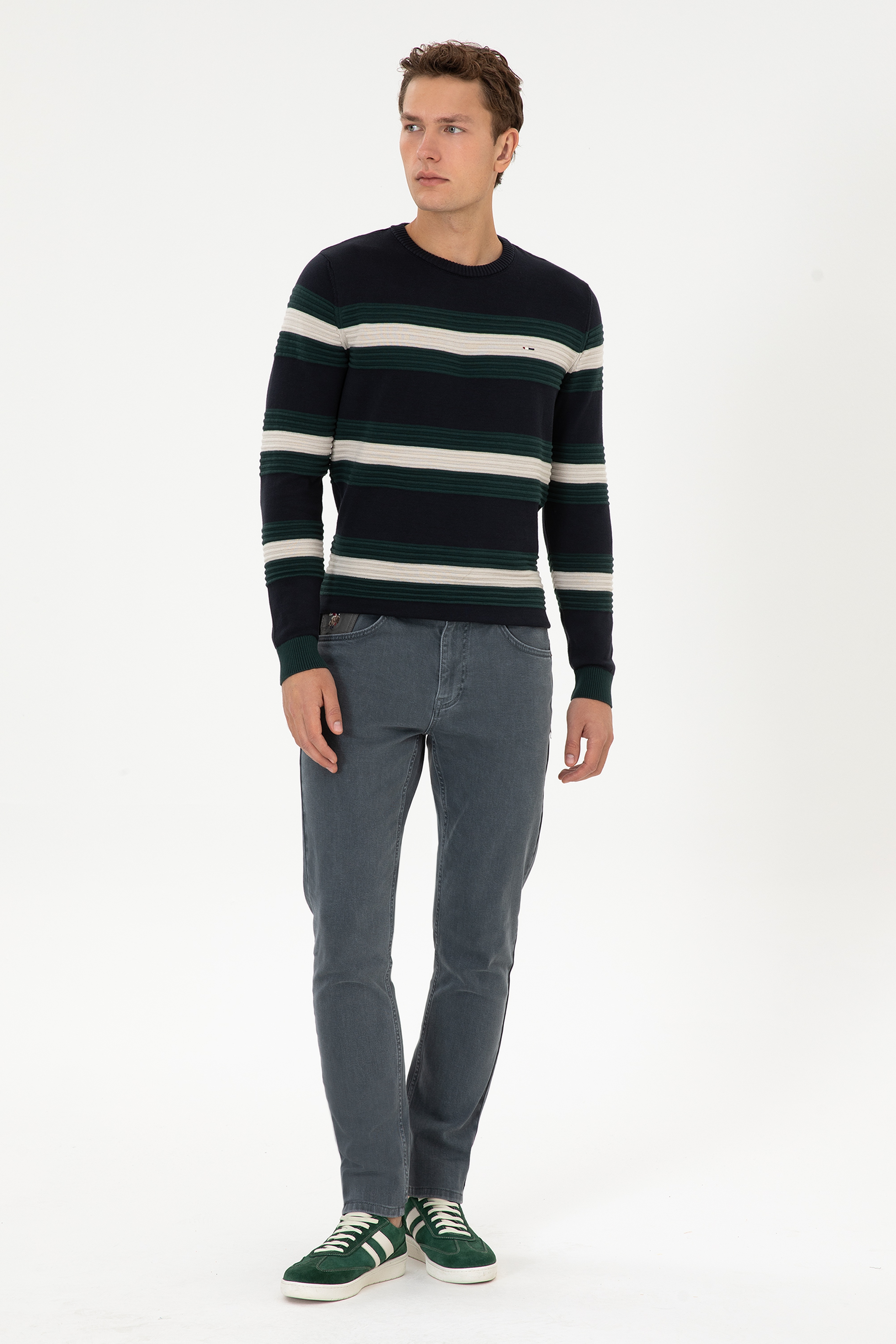 Erkek Regular Fit Bisiklet Yaka Lacivert Kazak - Image 4