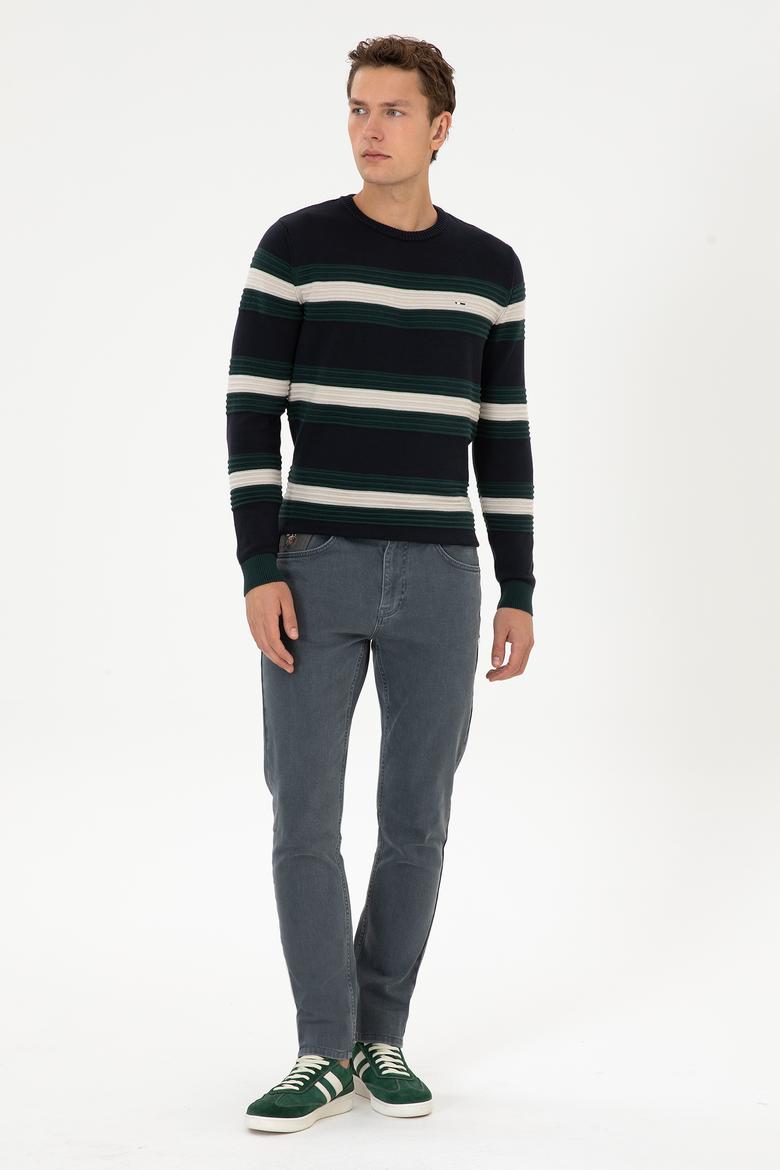 Erkek Regular Fit Bisiklet Yaka Lacivert Kazak - 50308263008