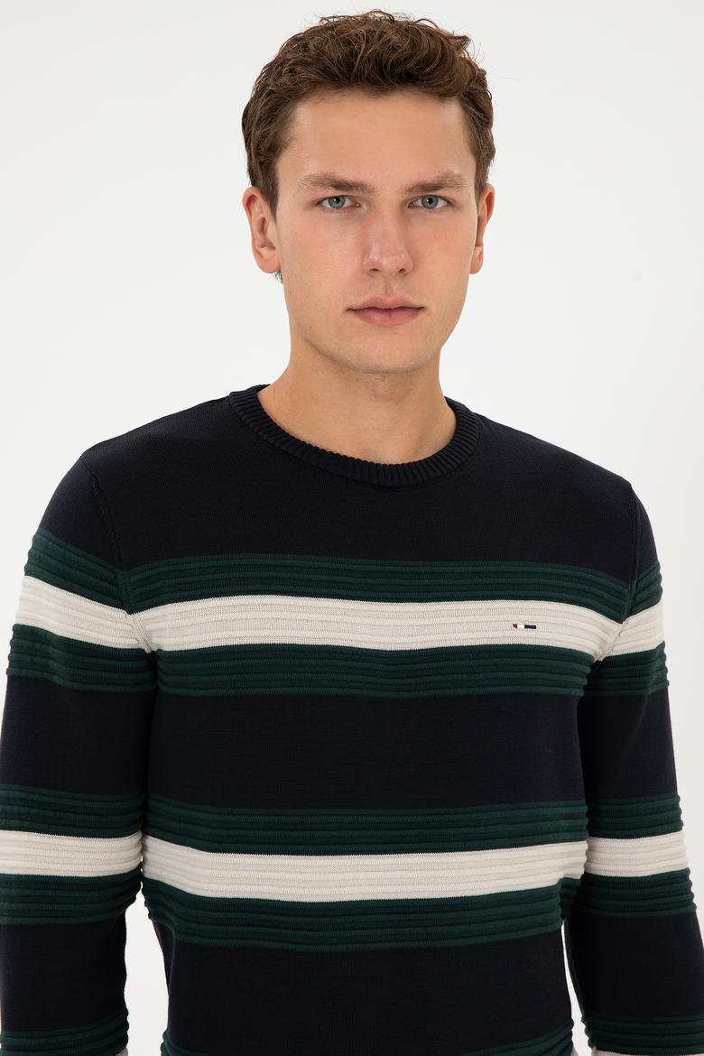 Erkek Regular Fit Bisiklet Yaka Lacivert Kazak - 50308263008