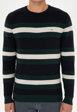 Erkek Regular Fit Bisiklet Yaka Lacivert Kazak - 50308263008