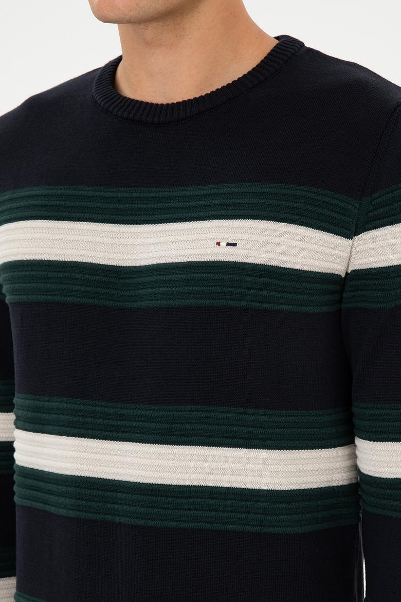 Erkek Regular Fit Bisiklet Yaka Lacivert Kazak - 50308263008