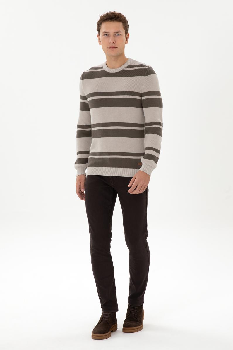 Erkek Koyu Kahverengi Slim Fit Jean Pantolon