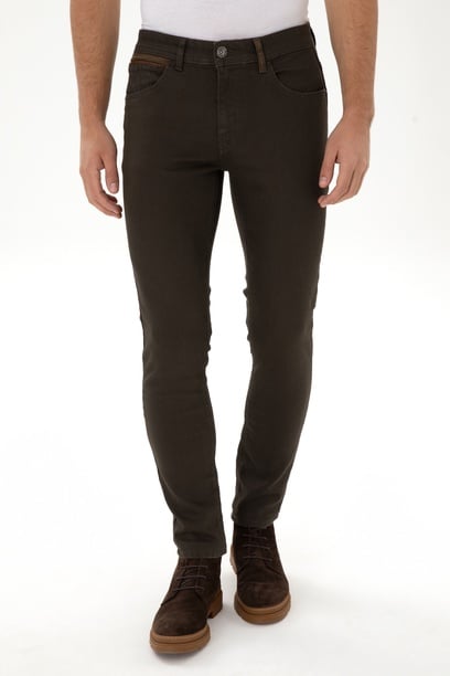 Erkek Kahverengi Slim Fit Jean Pantolon