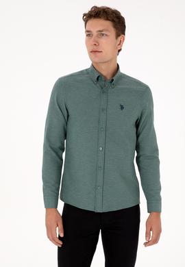 Erkek Koyu Yeşil Uzun Kollu Basic Gömlek - 50316723072