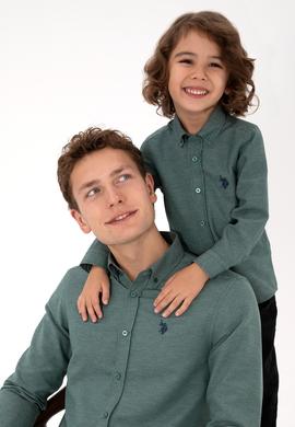 Erkek Koyu Yeşil Uzun Kollu Basic Gömlek - 50316723072