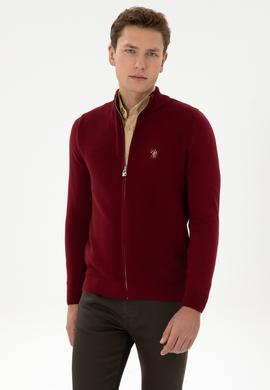 Erkek Bordo Basic Triko Hırka - 50317151015