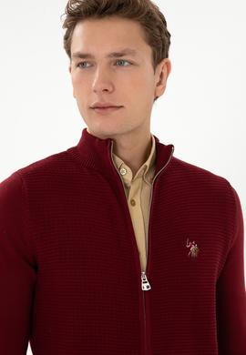 Erkek Bordo Basic Triko Hırka - 50317151015