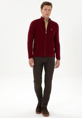 Erkek Bordo Basic Triko Hırka - 50317151015