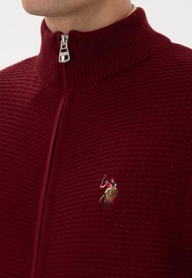 Erkek Bordo Basic Triko Hırka - 50317151015