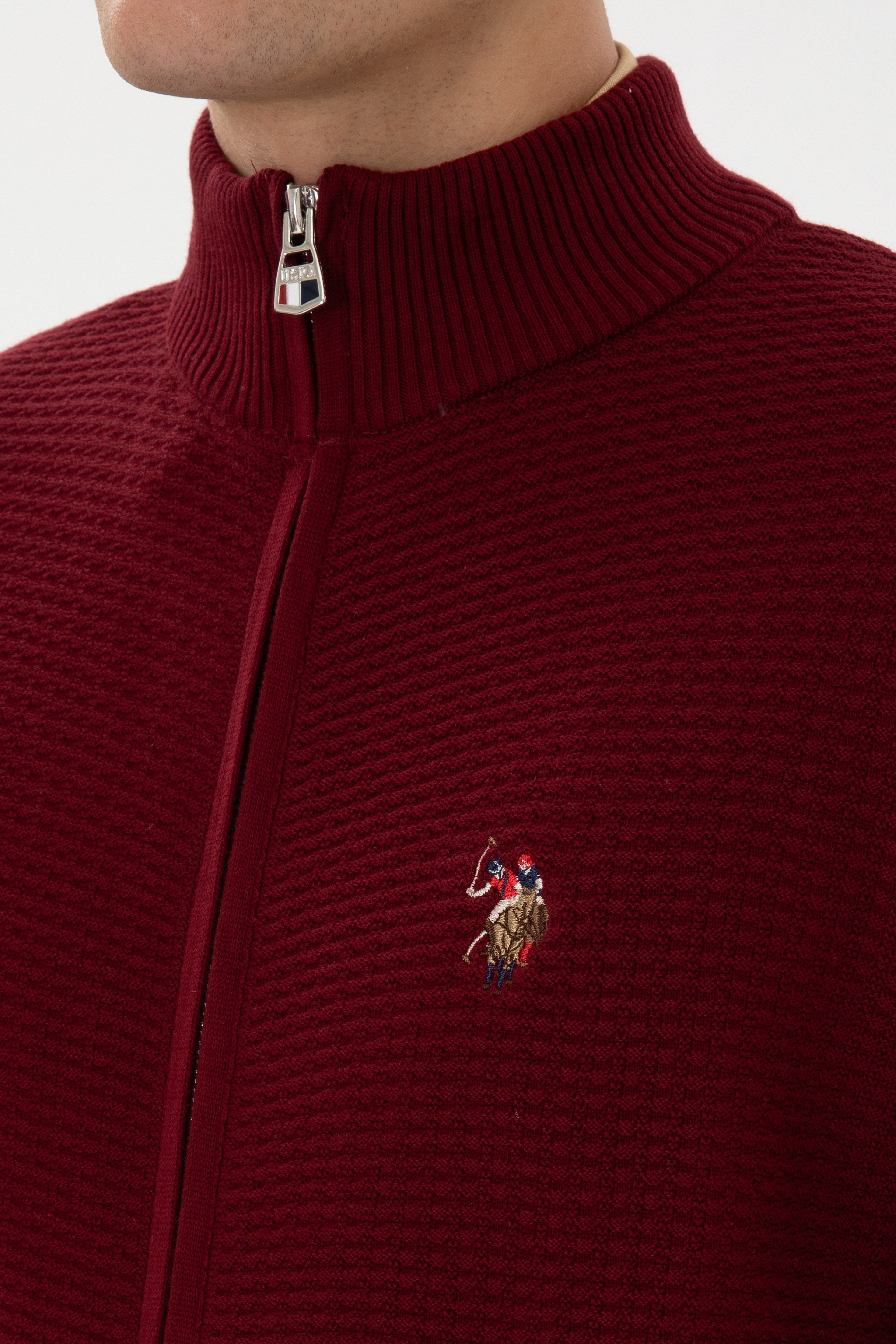 Erkek Bordo Basic Triko Hırka - Image 7