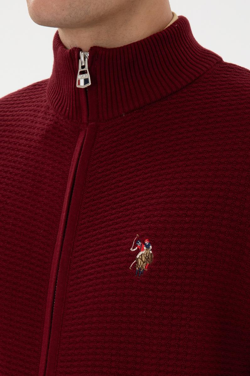 Erkek Bordo Basic Triko Hırka