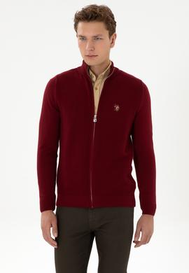 Erkek Bordo Basic Triko Hırka - 50317151015