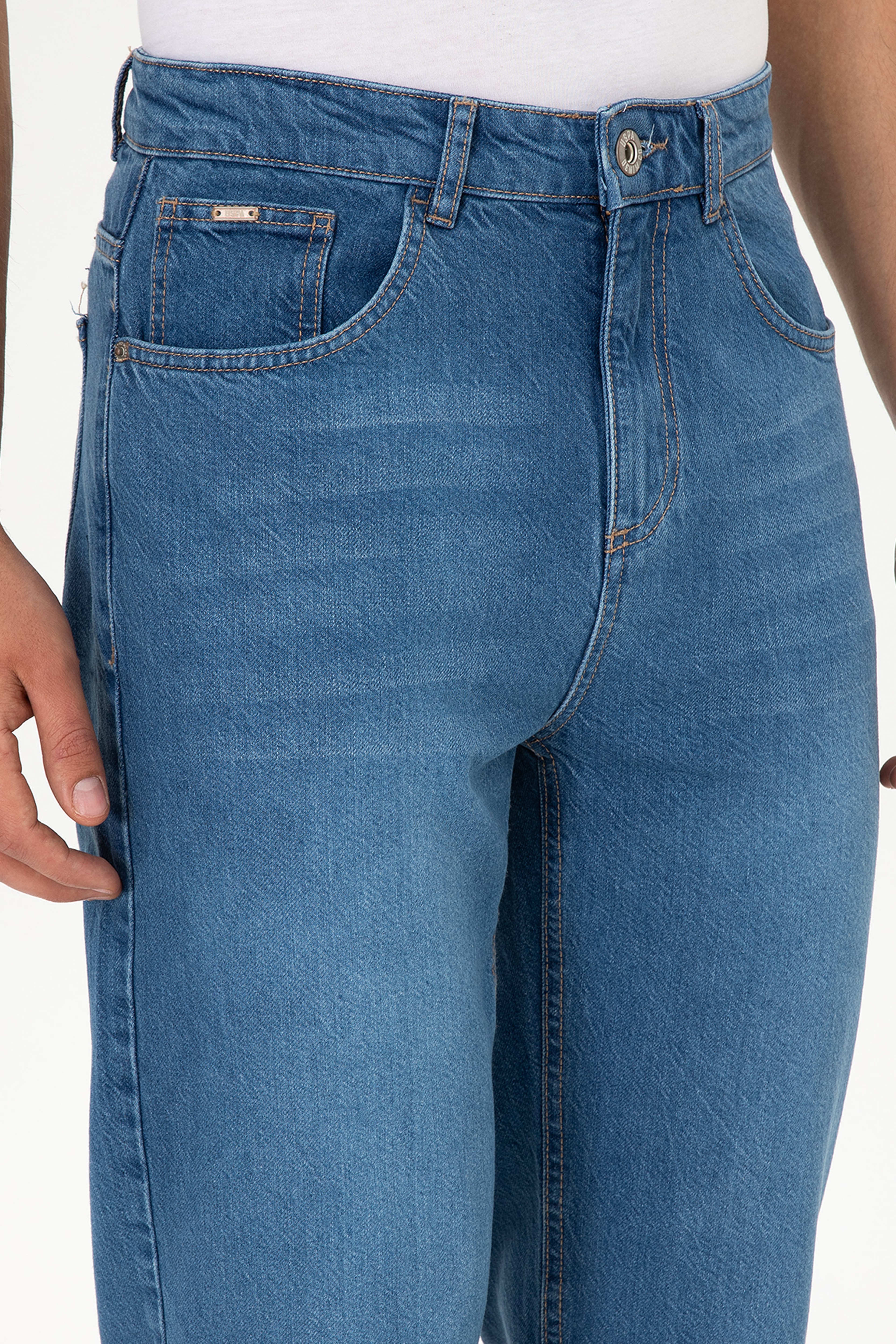 Erkek Mavi Loose Fit Jean Pantolon - Image 5
